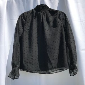 Black Sheer Mock Neck Top